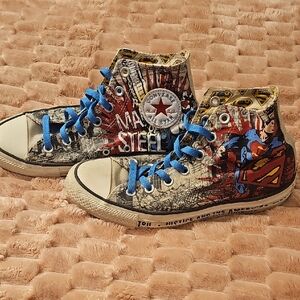 Converse Blue Red High-Top Sneakers Graffiti Art Supweman